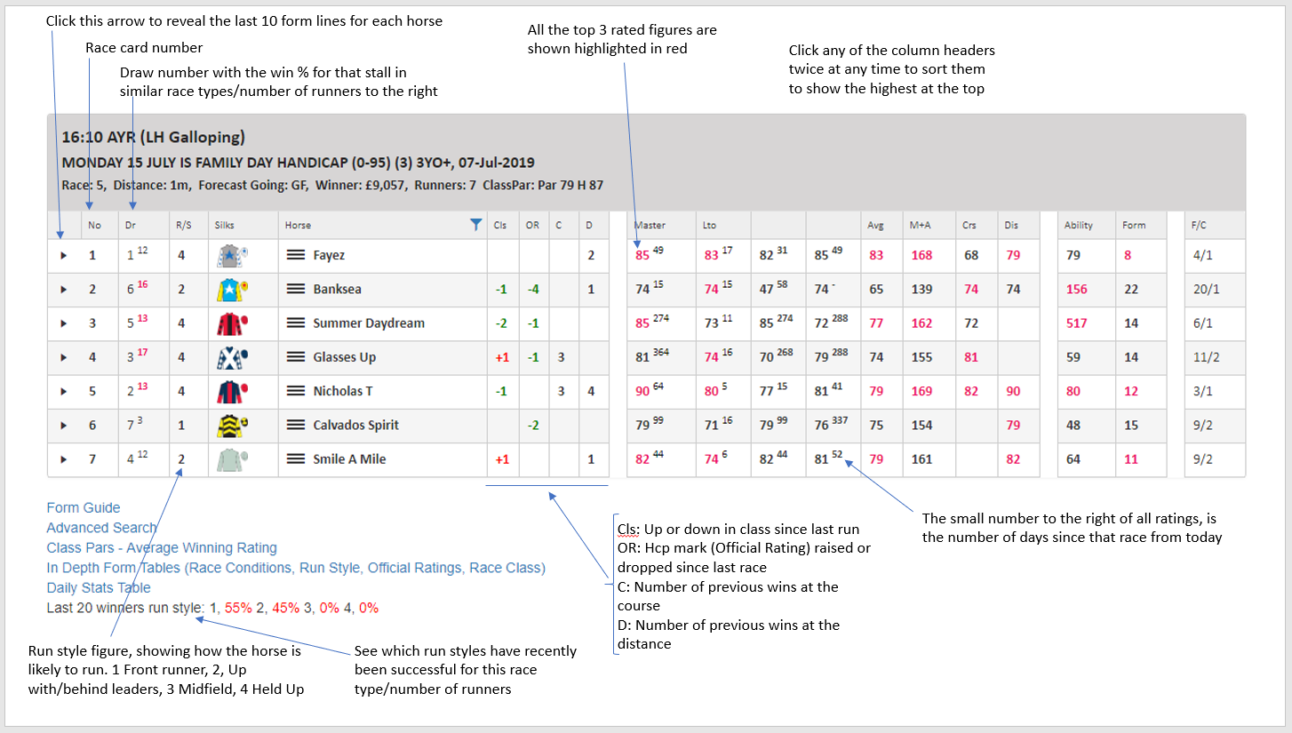 Speed Ratings Race Cards Explanation Inform Racing